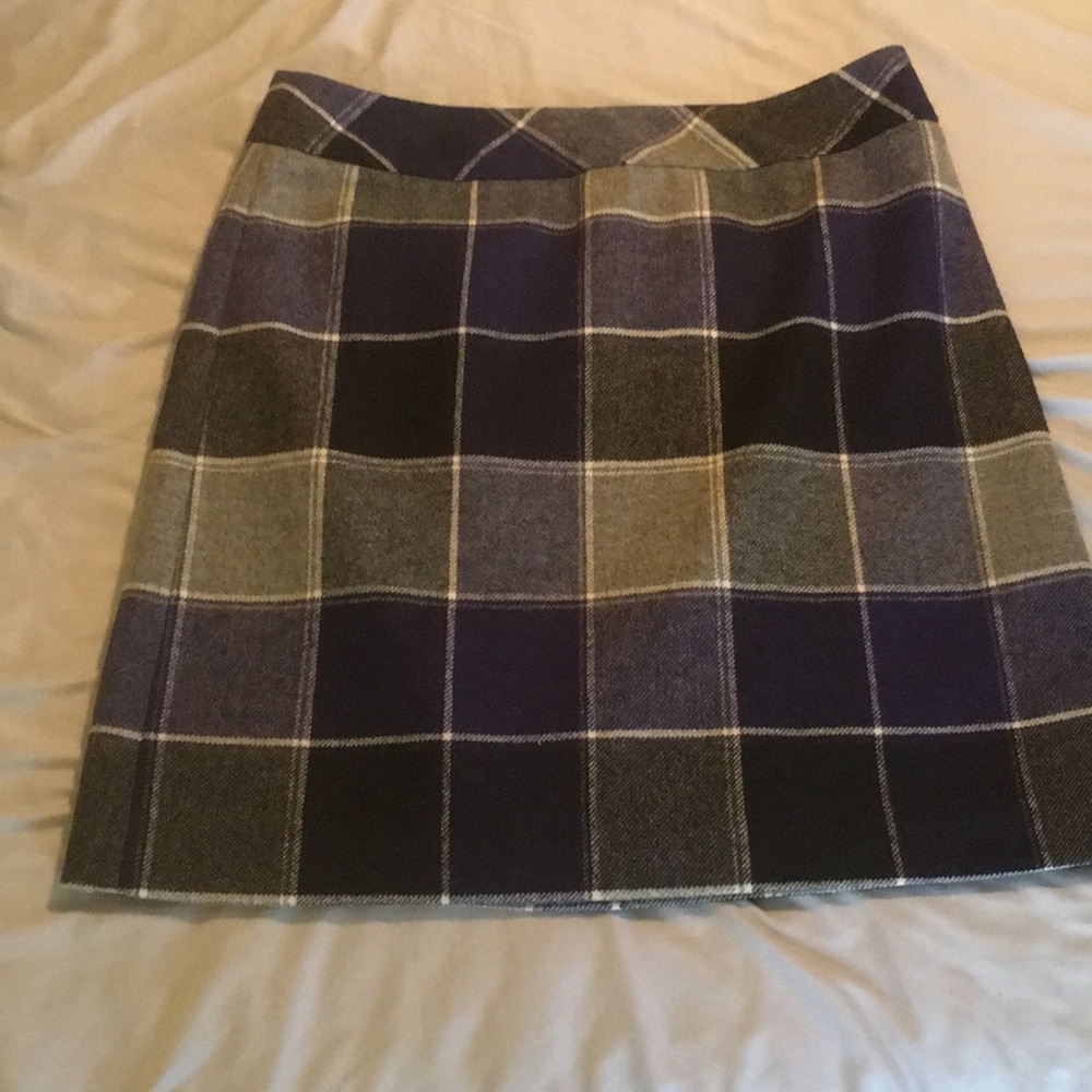 Talbots blue and gray plaid pencil skirt